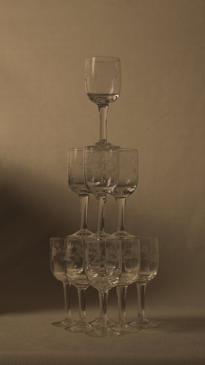 Etched-Crystal Stemmed Shot Glasses