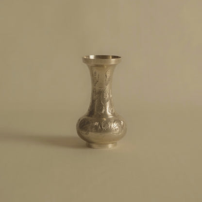 Hand-Etched Floral Brass Bud Vase