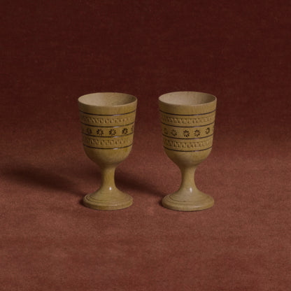 Patterned Wooden Egg Cups, pair