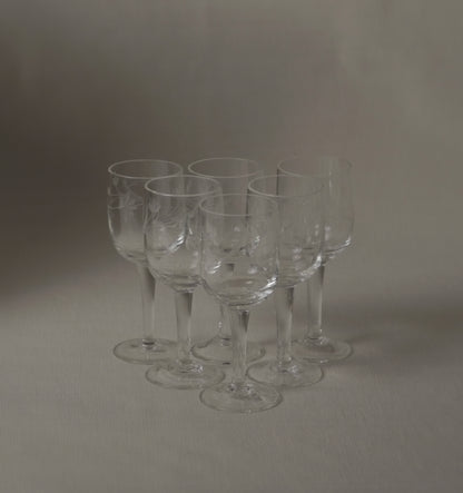 Etched-Crystal Stemmed Shot Glasses