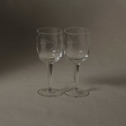 Etched-Crystal Stemmed Shot Glasses