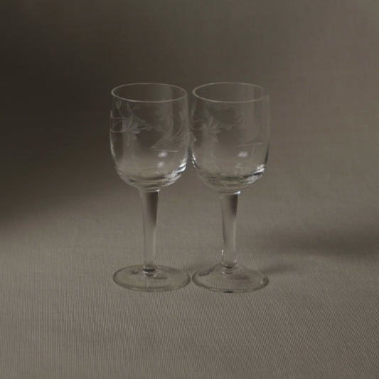 Etched-Crystal Stemmed Shot Glasses