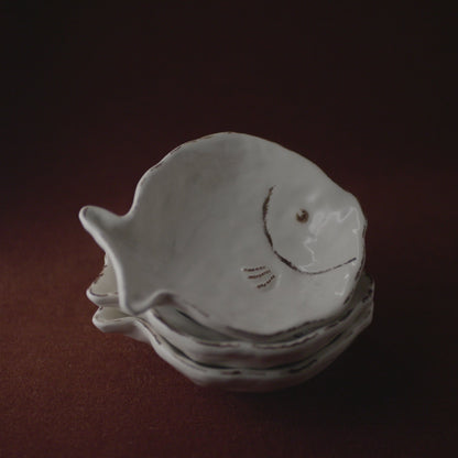 Ceramic Sauce & Trinket Fish Dish