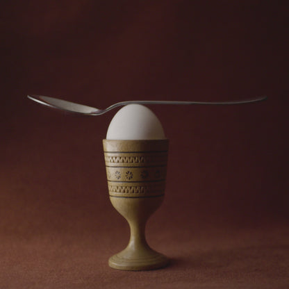 Patterned Wooden Egg Cups, pair